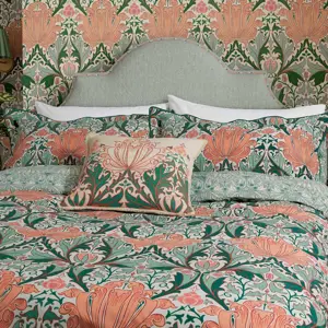 Morris & Co Helena Peach & Teal Cushion